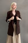 Kahverengi Kol Desenli Blazer Kadın Ceket SH339