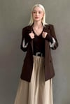 Kahverengi Kol Desenli Blazer Kadın Ceket SH339
