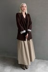 Kahverengi Kol Desenli Blazer Kadın Ceket SH339