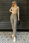 Kahverengi Leopar Kadın Jean Pantolon SH175