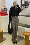 Kahverengi Leopar Palazzo Kadın Jean Pantolon SH175