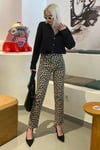 Kahverengi Leopar Palazzo Kadın Jean Pantolon SH175