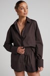 Kahverengi Oversize Basic Kadın Gömlek SH268