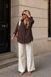 Kahverengi Oversize Basic Kadın Gömlek SH268