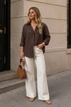 Kahverengi Oversize Basic Kadın Gömlek SH268