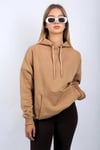 Kahverengi Oversize Kapüşonlu Sweatshirt SH114