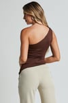 Kahverengi Tek Omuzlu Basic Kadın Body SH144