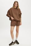 Kahverengi Uzun Kollu Basic Kadın Sweatshirt SH278