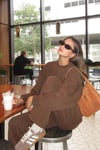 Kahverengi Uzun Kollu Basic Kadın Sweatshirt SH278