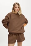 Kahverengi Uzun Kollu Basic Kadın Sweatshirt SH278