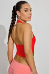 Kırmızı Halter Yaka Boyun Askılı Crop Top SH233