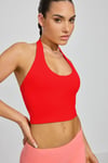 Kırmızı Halter Yaka Boyun Askılı Crop Top SH233