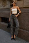 Koyu Camel Leopar Kadın Jean Pantolon SH175