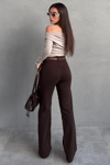 Koyu Kahverengi Wide Leg Kadın Pantolon SH351