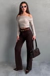 Koyu Kahverengi Wide Leg Kadın Pantolon SH351