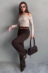 Koyu Kahverengi Wide Leg Kadın Pantolon SH351