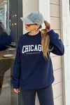 Lacivert Bisiklet Yaka Baskılı Sweatshirt SH127