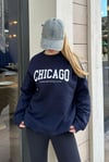 Lacivert Bisiklet Yaka Baskılı Sweatshirt SH127
