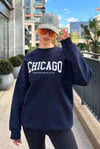 Lacivert Bisiklet Yaka Baskılı Sweatshirt SH127