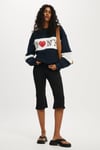 Lacivert Kadın Baskılı Sweatshirt SH289