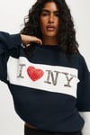 Lacivert Kadın Baskılı Sweatshirt SH289