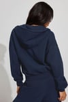 Lacivert Kapüşonlu Basic Hırka SH263