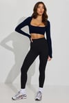 Lacivert Kare Yaka Parmak Detaylı Kadın Body SH211