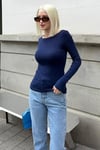 Lacivert Kayık Yaka Uzun Kollu Body SH322