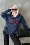 Lacivert Oversize Kapüşonlu Kadın Sweatshirt SH190