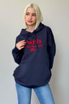 Lacivert Oversize Kapüşonlu Kadın Sweatshirt SH190