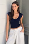 Lacivert V Yaka Ribana Basıc Body SH370
