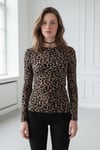 Leopar Kayık Yaka Uzun Kollu Body SH322