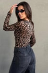Leopar Kayık Yaka Uzun Kollu Body SH322