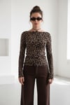 Leopar Kayık Yaka Uzun Kollu Body SH322