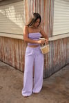 Lila Elastik Belli Bol Kesim Pantolon SH259
