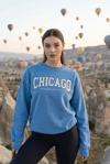 Mavi Bisiklet Yaka Baskılı Sweatshirt SH127