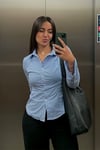 Mavi Uzun Kollu Vücuda Oturan Gömlek SH356