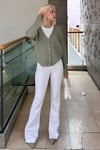 Mint Yeşili V Yaka Düğmeli Yumuşak Kadın Triko Kazak Hırka SH182