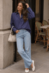 Mor Oversize Basic Kadın Gömlek SH268