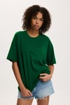 Nefti Yeşili Kısa Kollu Oversize Basic Kadın T-Shirt SH281
