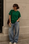Nefti Yeşili Kısa Kollu Oversize Basic Kadın T-Shirt SH281