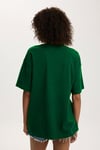 Nefti Yeşili Kısa Kollu Oversize Basic Kadın T-Shirt SH281