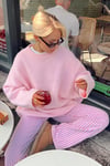 Pembe Bisiklet Yaka Oversize Triko Kazak SH173