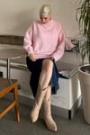 Pembe Boğazlı Kadın Triko Kazak SH401