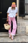 Pembe Çizgili Kadın Jean Pantolon SH315