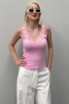 Pembe Dantelli Basic Kadın Atlet SH251
