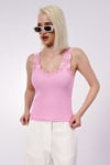Pembe Dantelli Basic Kadın Atlet SH251