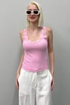Pembe Dantelli Basic Kadın Atlet SH251