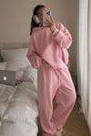 Pembe Kapüşonlu Kadın Sweatshirt SH264
