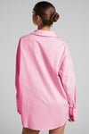 Pembe Oversize Basic Kadın Gömlek SH268